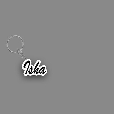 Prihit PRIHIT_ Isha Name Keychain White And Black Key Chain