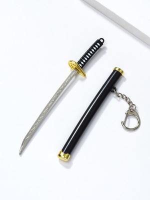 SHRI JI Metal Unsharped Metal Samurai Sword Keychain Black Key Chain