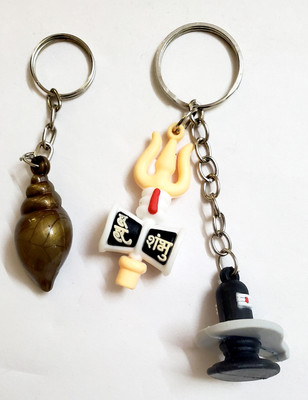 ShopTalk Shankh with Trishul Om Damru shivling Key Chain