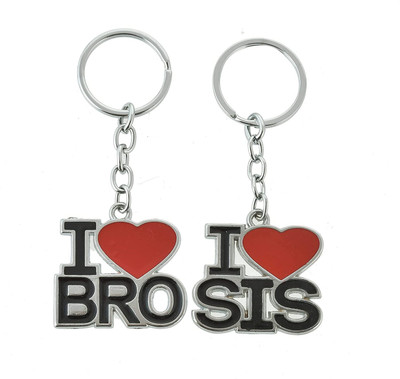 Newview I LOVE BRO AND SIS METAL KEYCHAIN KEYRING Key Chain
