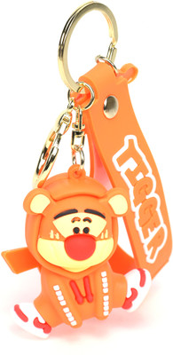 Daiyamondo World Most Famous Cartoon Small Cute Tiger in 3D ketchain With Long Ribbon Key Chain