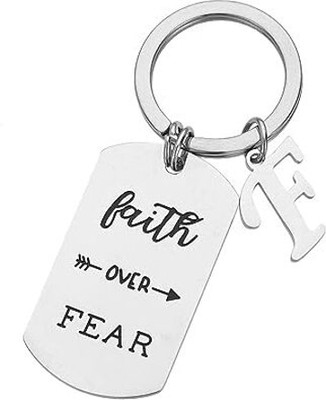 Artisans Crafted Faith Over Fear Keychain with Initial F Key Chain