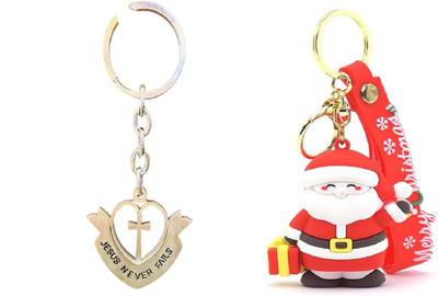 MOREL JESUS NEVER FAILS Metal AND Santa Clauss KEYCHAIN (PACK OF 1) COMBO Key Chain