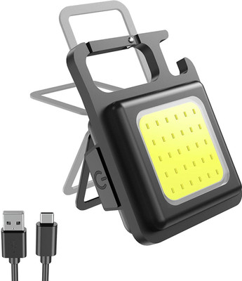 DEGNO Multifunction Keychain Led Light with Bottle Opener, Magnetic Base_EL39 4 hrs Torch Emergency Light(Black)