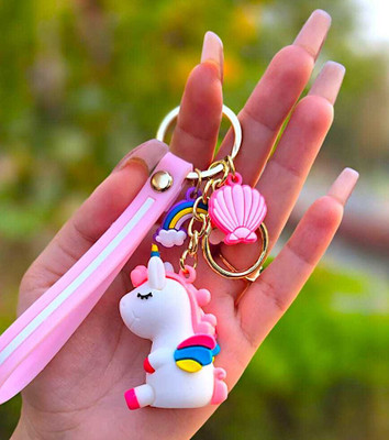 OFM Premium Quality Unicorn With Buckle and Belt White Key Chain