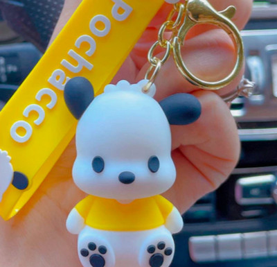 SHRI JI Cute Dog Pvc Rubber Keychain and Keyring Pochacco YELLOW Key Chain