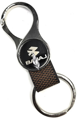 Jdp Novelty Round Shape Leather Metal Keychain for Bajaj Bike. Key Chain