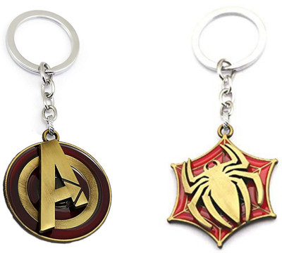 Jainsburys Combo of Avengers logo keychain & Spider Rotating keychain Key Chain