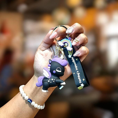 gtrp Black Unicorn Cute Keychain Gift - Kawaii Anime Key chain01 Key Chain