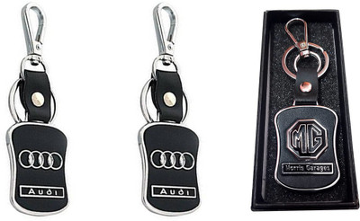GSV Double Audi,MG logo Leather hook Keychain best quality keychain Key Chain