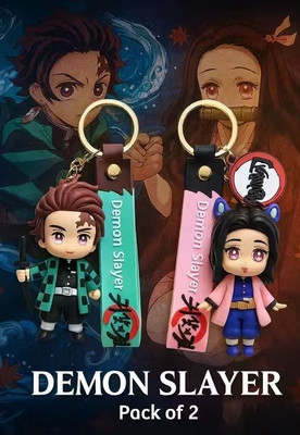 World Gift Mart Demon Slayer Anime Keychain / Demon Slayer Tanjiro & Shinobu Hashira / Pack of 2 Key Chain