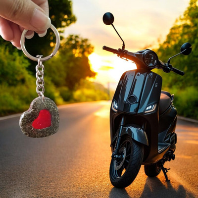 durja Heart Shape Pyrite KeyChain with Red Heart Charm Key Chain