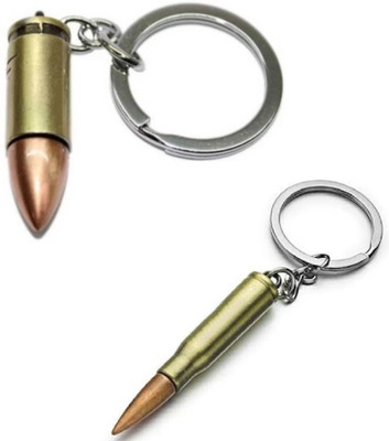 ROYALHUB Bullet Shaped Metal Keychain Keyring/ Rifle Gun Bullet Pack of 2 Keychain Key Chain