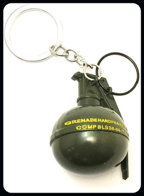 gtrp Keychain-PUBG Game Battleground Hand Frag Grenade Green Colour Metal Key Chain