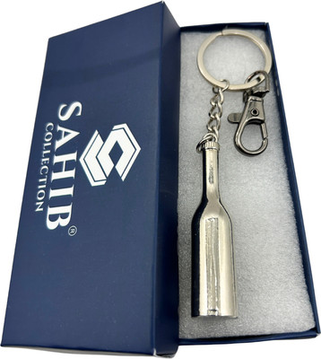 Sahib Collection Bottle Opener with Black Hook Metal Keyring Pack of 1 Key Chain