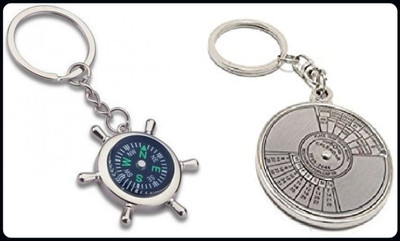 gtrp Compass Keychain and 50 Yrs Calender Metal Keychain keyring-A Key Chain