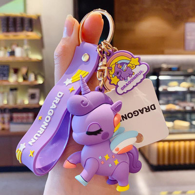 gtrp Cartoon Fairy Tale Rainbow Horse Keychain Ladies Cute Car Key Ring Bag Pe Key Chain