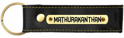 SY Gifts Mathurakanthan Name Black Leather Keychain Key Chain