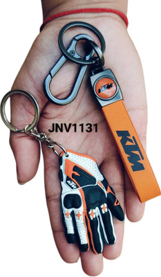 JNV Leather Keychain Compatible With KTM Bike Along With Gloves Key Chain