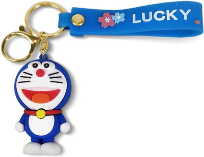 Rozti Collectible Famous Cartoon Anime Doraemon 3d Rubber Silicon Keychain Long Ribbon Key Chain