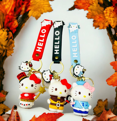 GKM Latest Design Hello kitty premium quality 3D pvc pack of 3 keychain Key Chain