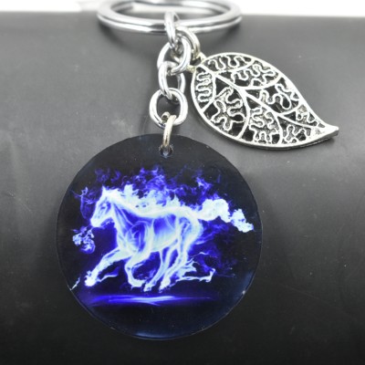 AFH Lucky Running 3D Horse Leaf Charm Gifiting Keychain for Men and Women Key Chain