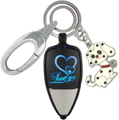 HANDSOME ISK Colorful Love u Light With Little Dog Locking Lock Key Chain