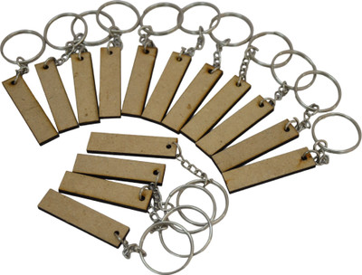 Maitri 30 Pcs (50mm X 12mm) MDF Bookmark Shape Key Chains with Ring Key Chain