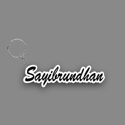 SY Gifts SYG Sayibrundhan Name Keychain White And Black Key Chain