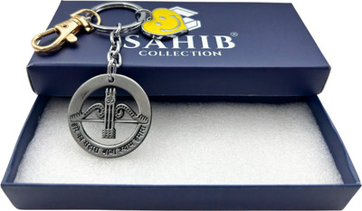 Sahib Collection Haare Ka Shara Grey with Yellow Heart Smiley & Golden Hook Keyring Pack1 Key Chain