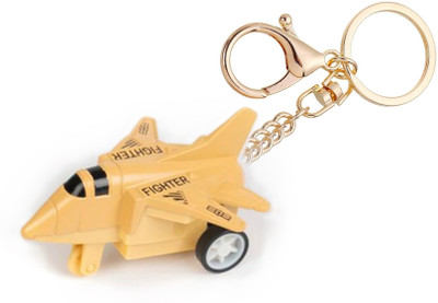 Augen Push & Go Metal Toy Plane with Keychain for Kids & Adults (Fighter Beige) Key Chain