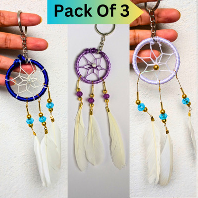 Cozzy Dera Handmade Beads feather Key Chain for Home, Office, Multiuse 20 cm (Pack of 3) Key Chain