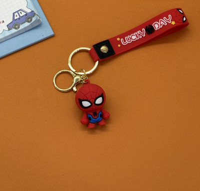 Aneka SpiderMan design - Red Soft Silicon 3D rubber Bag charm for Gifting Key Chain