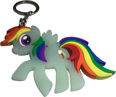 New Dimension Store New Adorable Toy Cartoon Horse Light Green Color with Multi Color Hair Key Chain