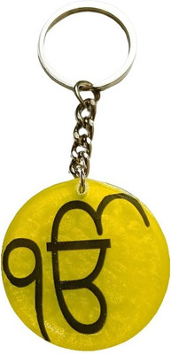 IG Crafter Ultra Shiny Yellowish Rounded Ek Onkar Resin Key Chain