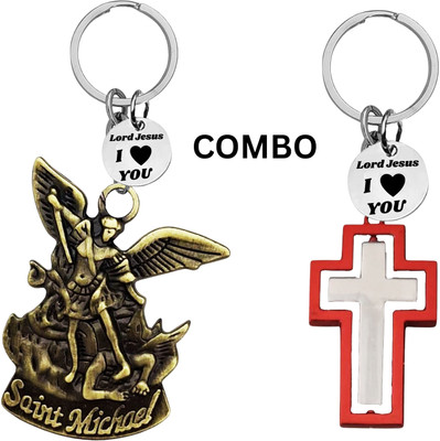 The Men Gift Double-Sided Saint Michael Keychain – Jesus Christ Key Ring Medal Com648-678 Key Chain