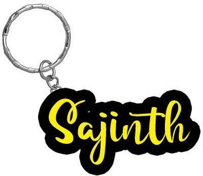 SY Gifts Sajinth Name Black Yellow Name Keychain Key Chain