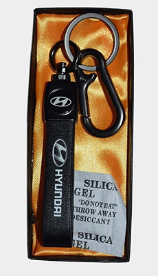 KeyChain Hub Hyundai leather Keychain with Hook Black colour Key Chain