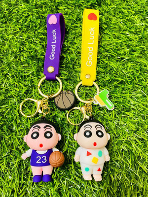 GKM Trendy Shinchan Playing Basket ball 3D premium combo set keychain Key Chain