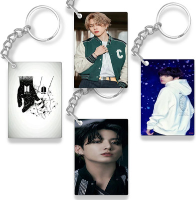 THE HATKE STORE BTS Printed Acrylic Keychain (pack of 4) Gift For Girls BTS Army Lover Gift P9 Key Chain