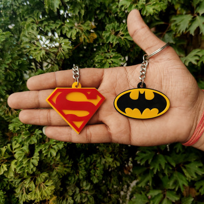 Kruti Craft Superman & Batman Keychain (Pack of 2) Perfect for Bags,Home,Car Acrylic Key Chain