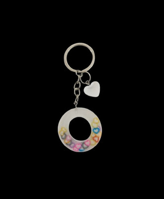 NEHIK ENTERPRISE Resin Keychain Letter O Heart White Key Chain