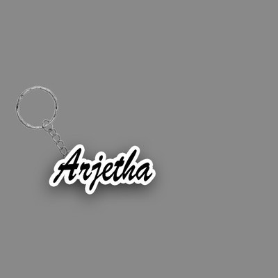 SY Gifts SYG Arjetha Name Keychain White And Black Key Chain