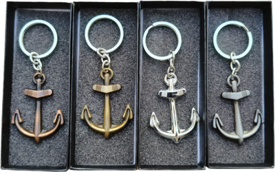 JNV Anchor and Rope Ship Sailor Metal Keychain for Car | Bike Keyring (Pack Of 4) Key Chain