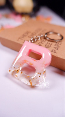 SnipNclip Crafts B Letter Pink and White Keychain Key Chain