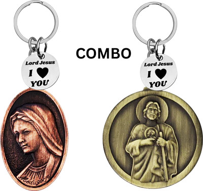 M Men Style Lord Jesus Keychain Combo– Sacred Heart Religious Keyring Set SkeyCom641-630 Key Chain