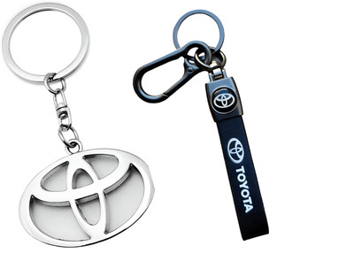 MAG BEE Styling Car Toyota (Printed & Metal) Keyring Compatible with Combo Pack of 2 Car Key Chain