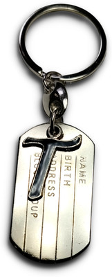 swagtreg Alphabet T Metallic Keychain With ID Tag | Stylish & Durable For Men & Women Key Chain