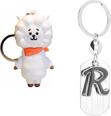 Newview RJ R BLADE ALPHABET BTS Army Characters 3D Rubber Keychain and Keyring Key Chain