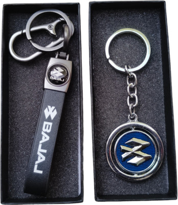 JNV Combo Of Leather And Metal Keychain Compatible With BAJAJ Bikes (Pack Of 2) Key Chain
